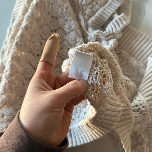 3/$20⚡️ Croft & Barrow Cream Knit Short Sleeve Cardigan Festival Boho Bohemian - Picture 3 of 15